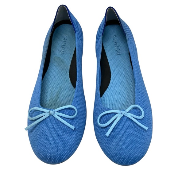 Rothy’s The Ballet Flat Cerulean Blue Comfort Slip On Bows Women’s 12 - Picture 3 of 15